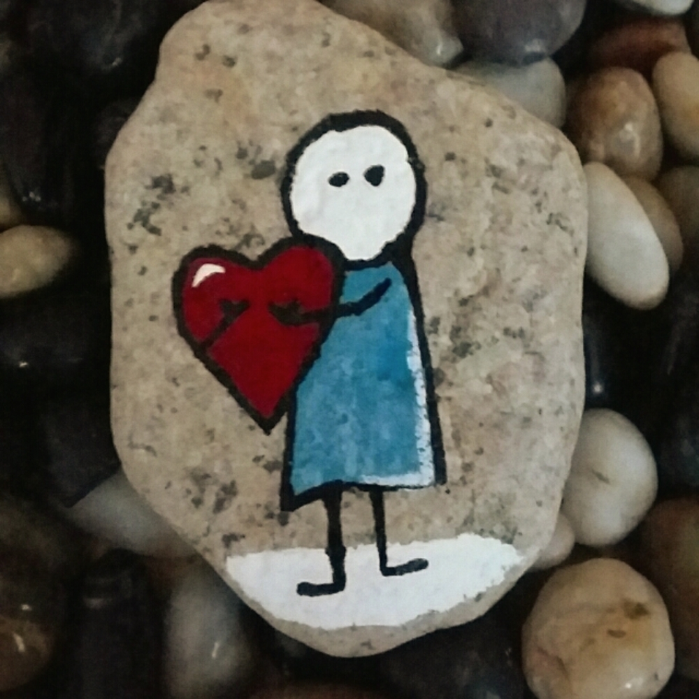 Hand Painted Rock - Little Girl Big Heart